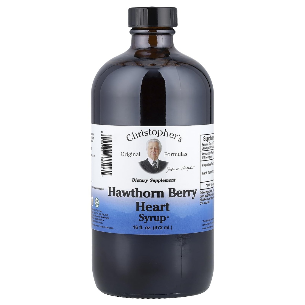 Christopher의 Original Formulas Hawthorn Berry Heart Syrup - 16 fl oz | 일반 웰빙을위한 자연 초본 혼합