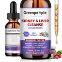 GREENPEOPLE Kidney Cleanse Detox & Repair - 27-In-1 Kidney & Liver Drops with 20:1 Cranberry Extract & Chanca Piedra, Urinary Tract & Liver Support (2 Oz 1 Pack, Blueberry) 용 알코올 무료 보충