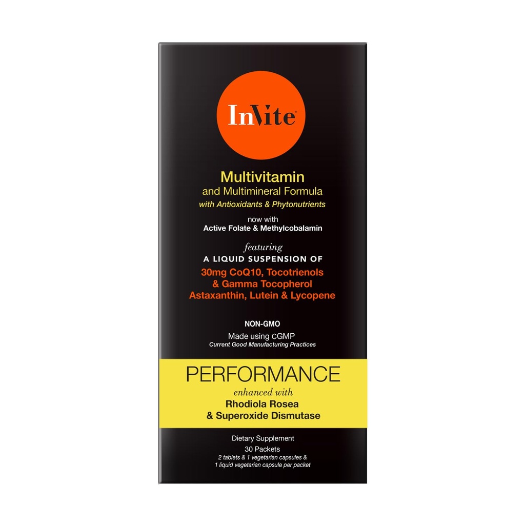 Invite Health Performance Vitamin - Athlets 및 Active People을위한 향상된 지원으로 포괄적인 일일 멀티 비타민 - 30 일 공급