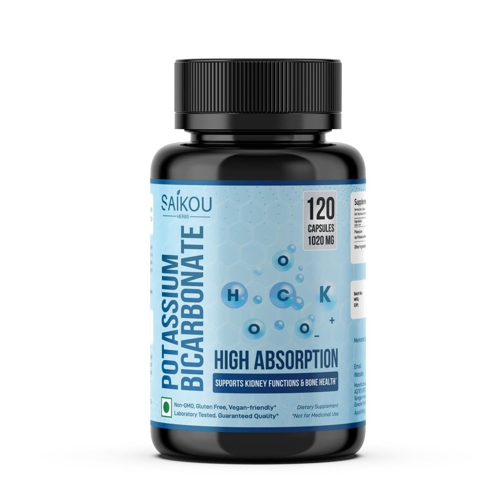 칼륨 보충교재 1020mg 높은 흡수 칼륨 중탄산염 120의 캡슐은 전해질 균형, Kidney 및 뼈 건강을 지원합니다