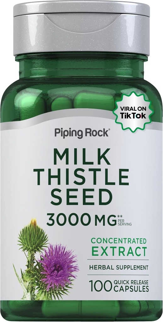 배관 바위 우유 이틀 보충 3000mg | 100 캡슐 | 농축 허브 추출물 | Non-GMO, 글루텐 무료