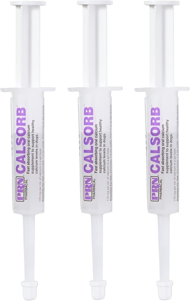 PRN Pharmacal Calsorb - 칼슘 영양 보충교재는 개에 있는 건강한 칼슘 수준을 유지하는 것을 돕기 위하여 - 쉬운 사용 주사통에 있는 젤 근거한 개 영양 보충교재 - 12 mL 주사통 (3 팩)