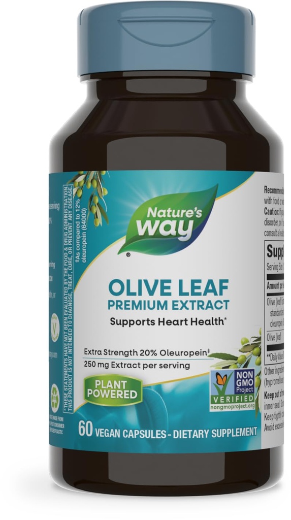 자연의 방법 올리브 리프, 프리미엄 추출물, 지원 심장 건강 *, 20 % Oleuropein, 봉사 당 250 mg, Non-GMO 프로젝트 검증, 60 Vegan 캡슐 (패키지 5 월 Vary)
