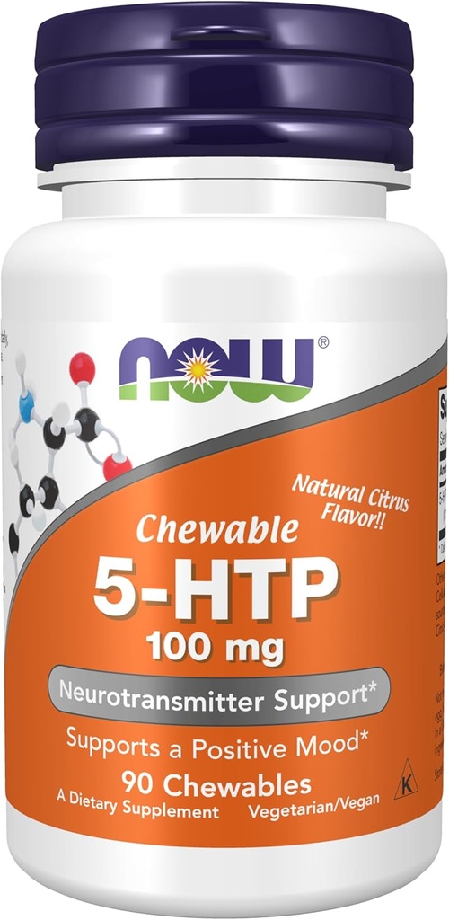 지금 식품 보충제, 5-HTP (5-hydroxytryptophan) 100 mg, Neurotransmitter 지원 *, 90 Chewables