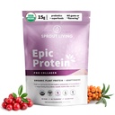 Sprout Living Epic Protein, Plant Based Protein & Superfoods Powder, Pro Collagen, Berry | 15 Grams Organic Protein Powder, Vegan, Non Dairy, Non-GMO, Gluten Free, Low Sugar (0.7 파운드, 12 서빙)
