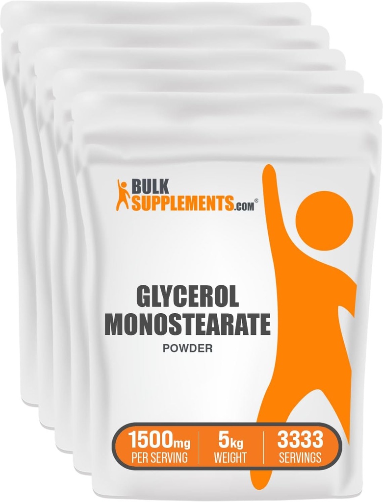 BulkSupplements.com 글리세롤 Monostearate 분말 - 글리세롤 분말, 글리세롤 보충교재, 에너지 근원 - 음식 급료, 글루텐 자유로운, 봉사 당 1500mg, 5kg (11 lbs) (포장 5)