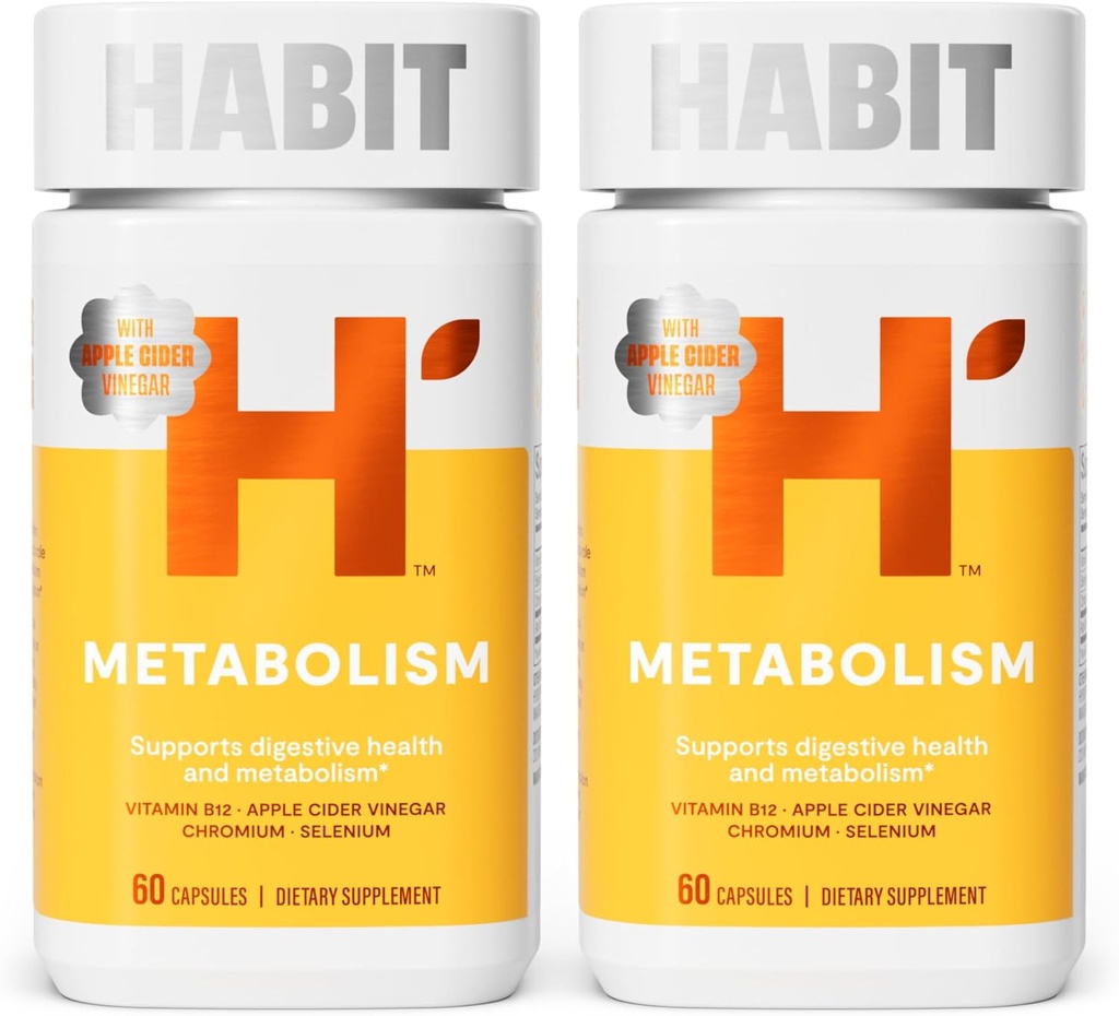 Habit Metabolism 보충교재 2 팩 (120의 캡슐) - 소화 건강 & 대사, 비타민 B12, 셀레늄, 크롬, Apple Cider Vinegar, 비 GMO를 지원하십시오