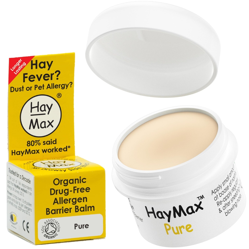 HayMax Allergen Barrier Balm - 순수 0.17 fl oz - 유기, 자연 및 비 돌기 Hay Fever & 알레르기 완화 Balm - 블록 및 기타 알레르기 입자 오염 - 성인, 어린이 및 임신 여성을위한 훌륭한