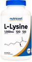 Nutricost L-Lysine 1000mg, 120 정제 - 글루텐 무료, 비 GMO 및 채식 친화적 인