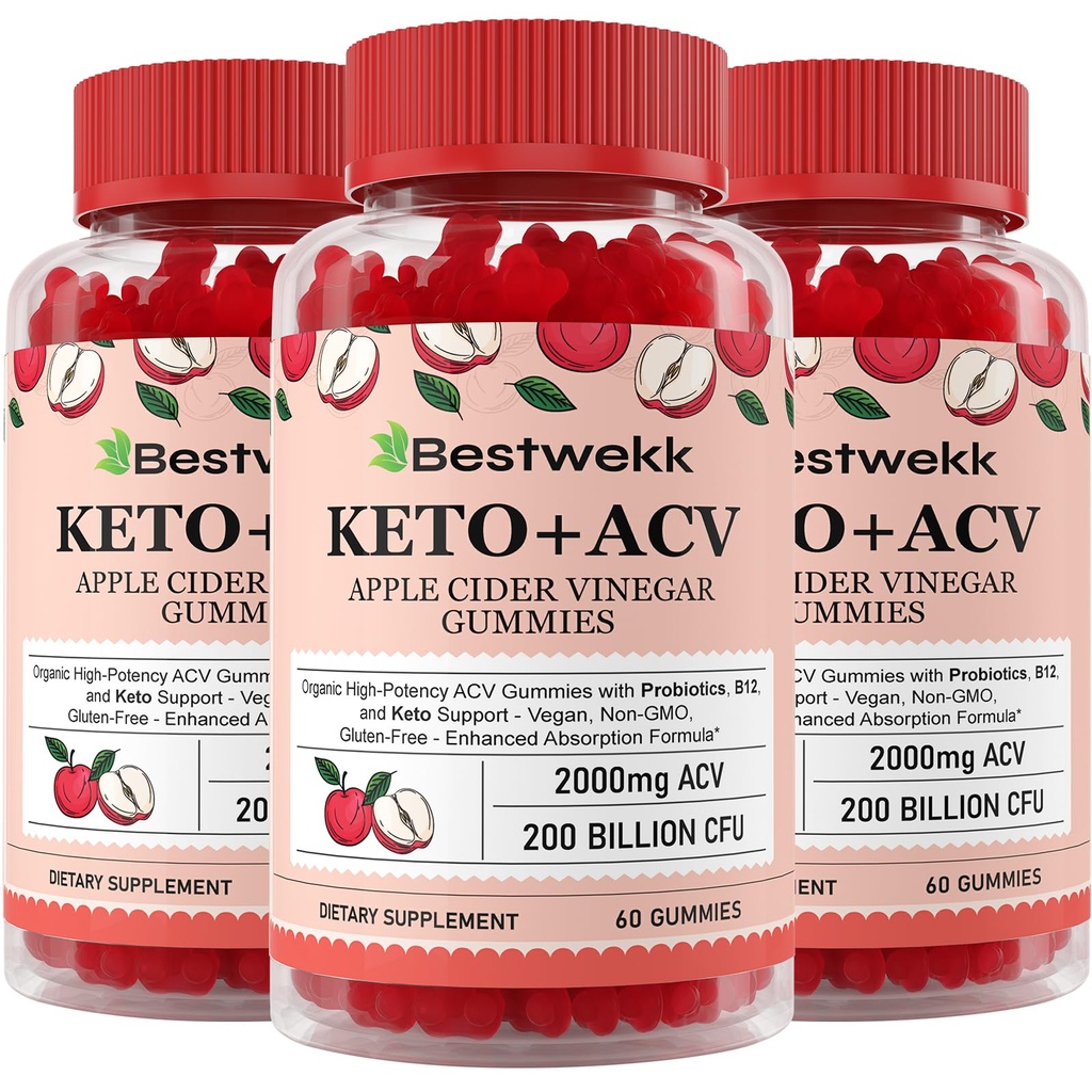Apple Cider Vinegar Gummies, Probiotics, B12 및 Keto 지원을 가진 최대 힘 2000mg ACV 거미는, 소화를 위해, Metabolism, Detox, Gut & Immune 건강, 젤라틴 자유로운, 비 GMO, 180 keto acv gummies를 채택합니다