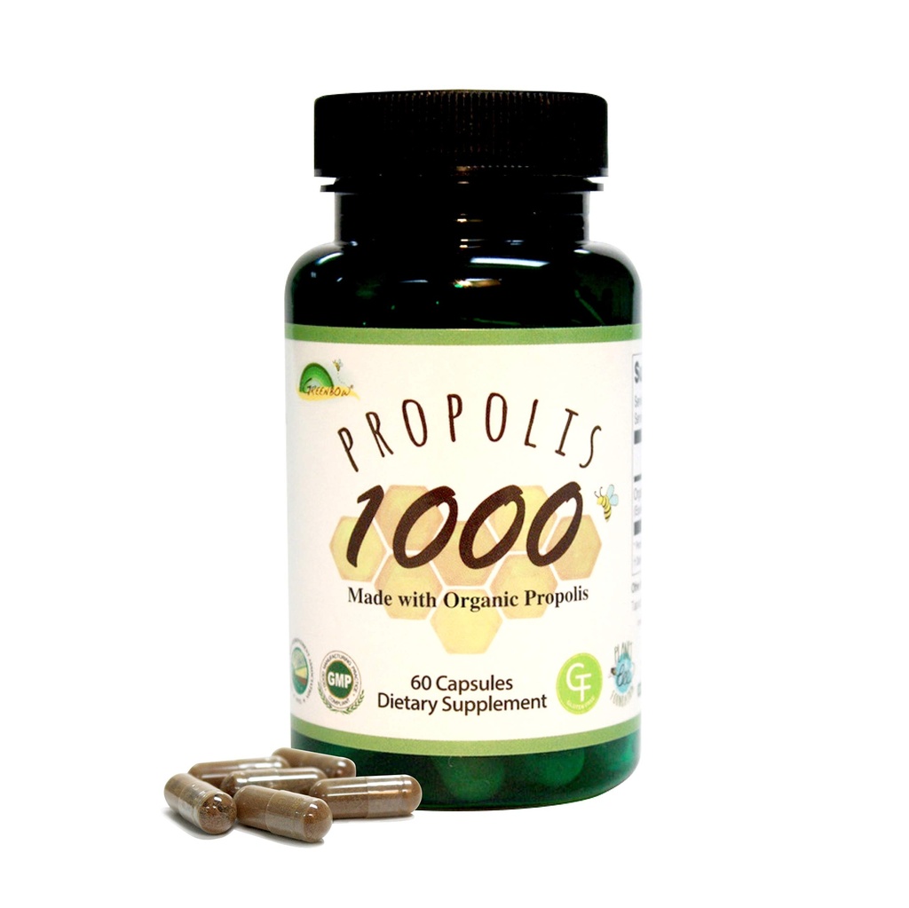 GREENBOW 프로 폴리스 1000mg NonGMO 유기농 프로폴리스 60 캡슐 VEGAN CAPSULES로 만든