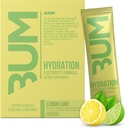 RAW Electrolytes Powder Hydration Drink Mix Packets, Bum Hydrate (Lemon Lime, 20 서빙) - Electrolyte Hydration Packets 근육 기능 및 내구시간 지원 - Keto Free Electrolytes Powder Packets
