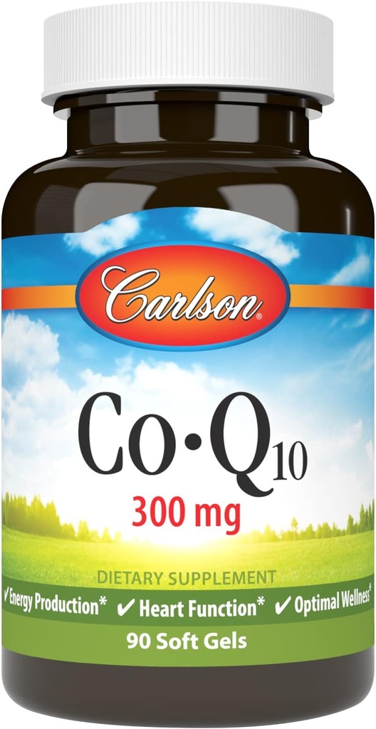 Carlson - Co-Q10, Co-Enzyme Q10, 300 mg의 에너지 생산 & 심장 기능, 60 Softgels