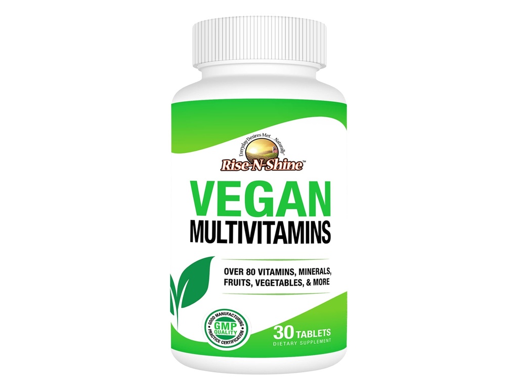 Rise-N-Shine Vegan MultiVitamins 80 이상의 비타민, 미네랄, 과일, 야채 및 30 개 이상의 남성과 여성을위한 매일 MultiVitamin 및 MultiMineral을 완료
