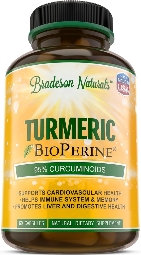 BioPerine 1500mg을 가진 Turmeric Curcumin - 95%를 가진 자연적인 & 건강한 염증 지원은 효능 & 흡수를 위한 Curcuminoids를 표준화했습니다 - 까만 고추를 가진 60의 캡슐