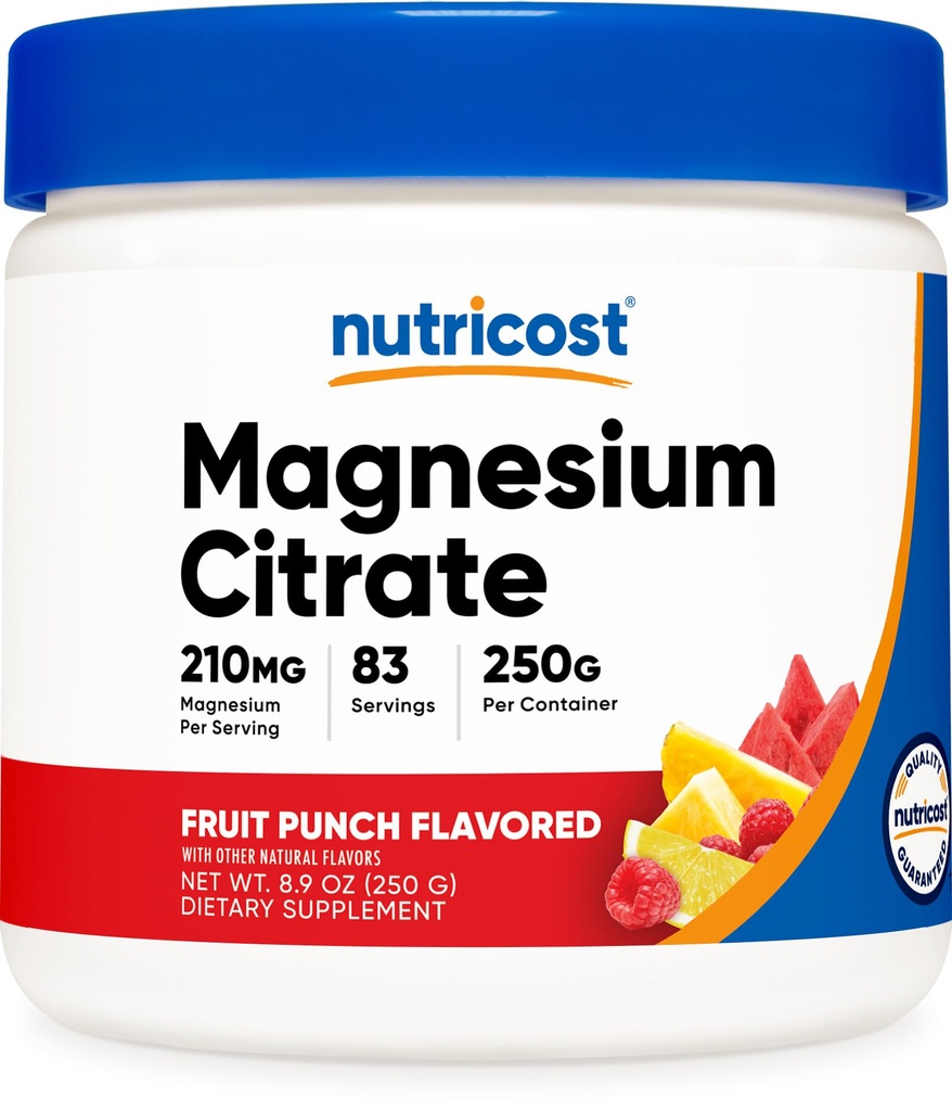 Nutricost 마그네슘 구연산염 분말 (Fruit 펀치, 250 그램)