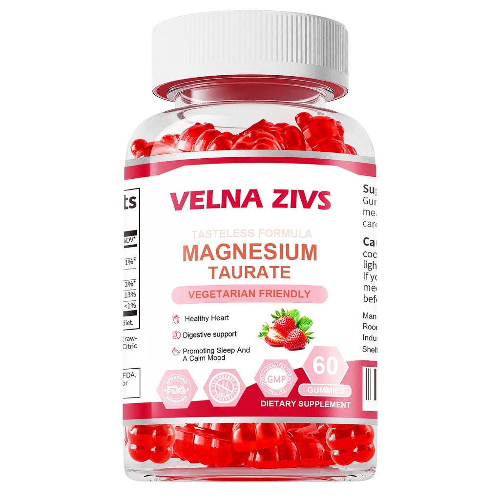 마그네슘 타우 레이트 Gummies 1800mg, 마그네슘 타우 레이트 보충, Kid 및 성인, 근육 및 심장 건강 지원, Vegan, 글루텐 무료, 60 카운트에 대 한 높은 흡수 및 척수