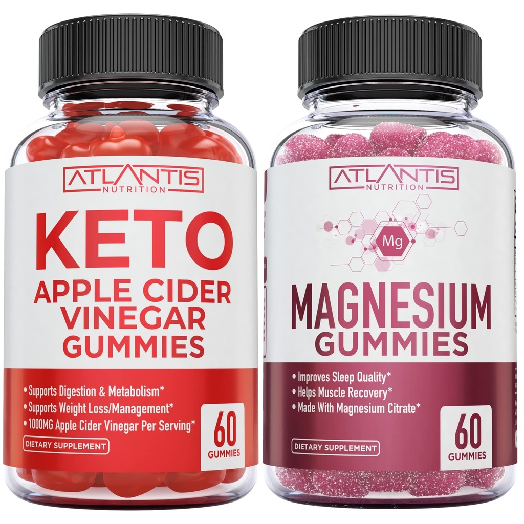 60 Keto Apple Cider Vinegar Gummies 고급 체중 감소 + 60 마그네슘 Gummies는 770 MG 마그네슘 구연산염으로 형성했습니다.