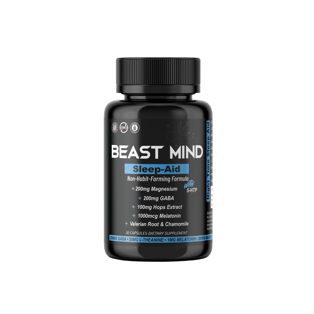 수면 원조를 형성하는 비하 비트: 일어나고 새로 고침 - Melatonin, GABA, Valerian 뿌리, Chamomile, Restful & Deep Sleep을 위한 마그네슘을 가진 강력한 공식 - 30의 캡슐