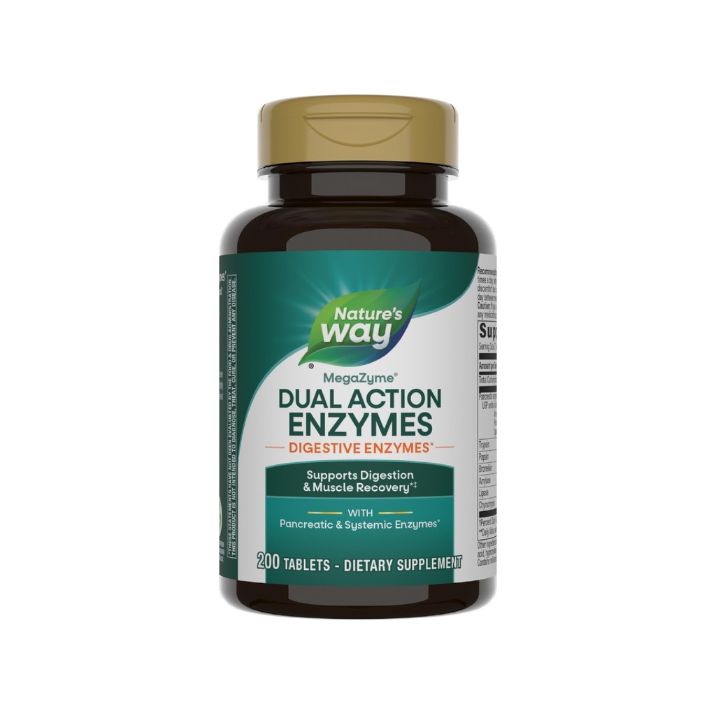 Nature's Way Mega-Zyme, Pancreatic & Systemic Enzymes*, Overexertion 및 운동으로 인해 Occasional Muscle Soreness를 완화하십시오. * 소화 지원 *, 200 정제 (패키지 May Vary)
