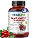 FineLand D-Mannose + Cranberry – 서빙 당 1600mg – 120 Vegan 캡슐 – Urinary Tract & Bladder Health Support – Non-GMO, 글루텐 프리, 미국