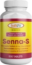 HEALTH LFE Senna-S Tablets, Senna Plus(Laxative/Stool Softener)는 Senokot-S (소형 포장 1), 500)를 위한 Occasional 변비의 밤새 기복을