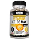 Kaya Naturals Vitamins K2 with D3 5000IU 남성과 여성을위한 보충 - 삼키기 쉬운 - Bioperine 캡슐 (60 개)