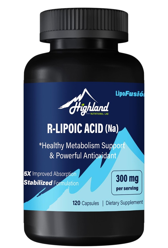 R Lipoic 산 (Na) 봉사 당 300mg, 120의 캡슐, 5X까지 개량된 흡수, 건강한 대사 지원과 산화 방지제 1 병을 위한 우수한 영양 보충교재
