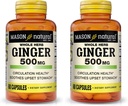 MASON NATURAL 전체 허브 생강 500 mg, 천연 초본 보충, 60 캡슐 (포장 2)
