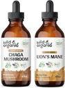 야생 & 유기 Chaga 버섯 Tincture 4 fl oz & 사자 Mane 버섯 Tincture 4 fl oz