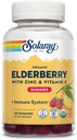 SOLARAY 유기 Elderberry Gummies w/Zinc & Vitamin C | 건강한 면역 체계 지원 | 글루텐 무료 | 30 Serv, 60 Ct