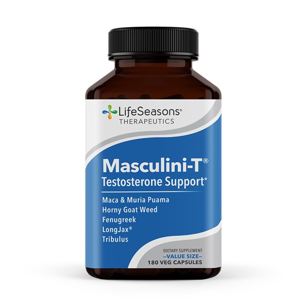 LifeSeasons Masculini-T - 테스토스테론 지원 보충교재 - 성 및 Athletic 성과의 정신 & 육체적인 종족을 강화하십시오 - 정상적인 탄성 기능 지원 - Libido를 개량하십시오 - 180의 캡슐