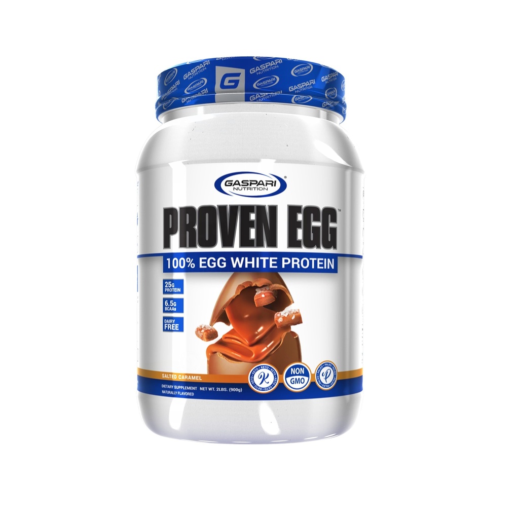 Gaspari Nutrition Proven Egg, 100 % 달걀 흰 단백질, 25g Protein, Keto Friendly, Dairy 및 Lactose Free, Soy Free (2 파운드, 소금 카라멜)
