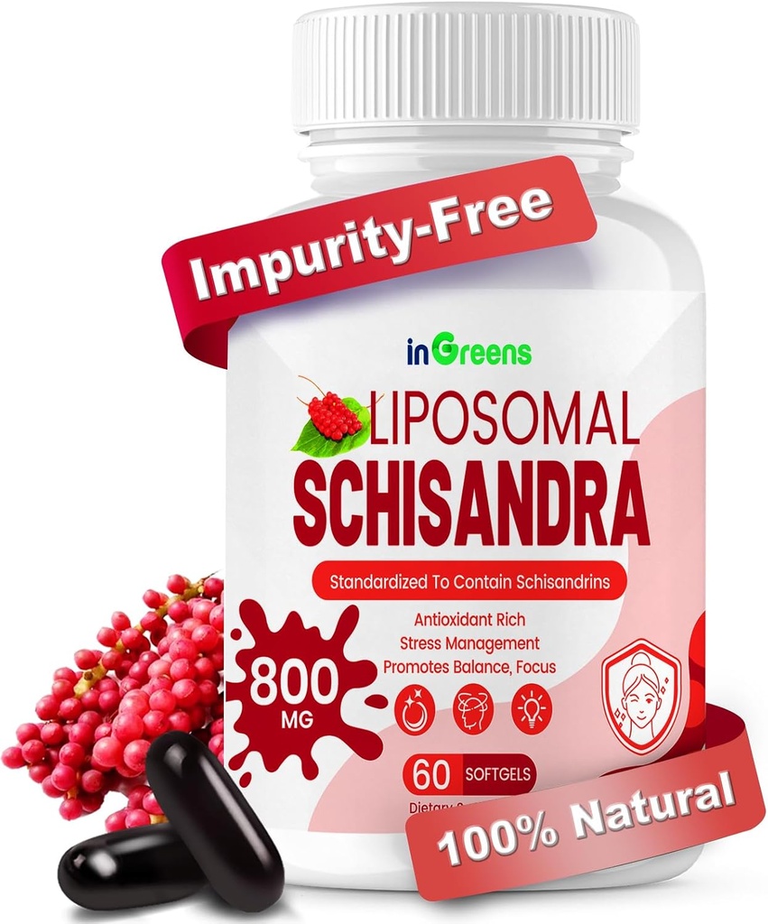 800MG Schisandra 유기 추출물, Schisandra 보충교재, 에너지 지원, 간 건강, 산화 방지제 보호 & 소화 웰니스를 위한 Schisandra 베리 Softgels - 미국제 60 Softgels