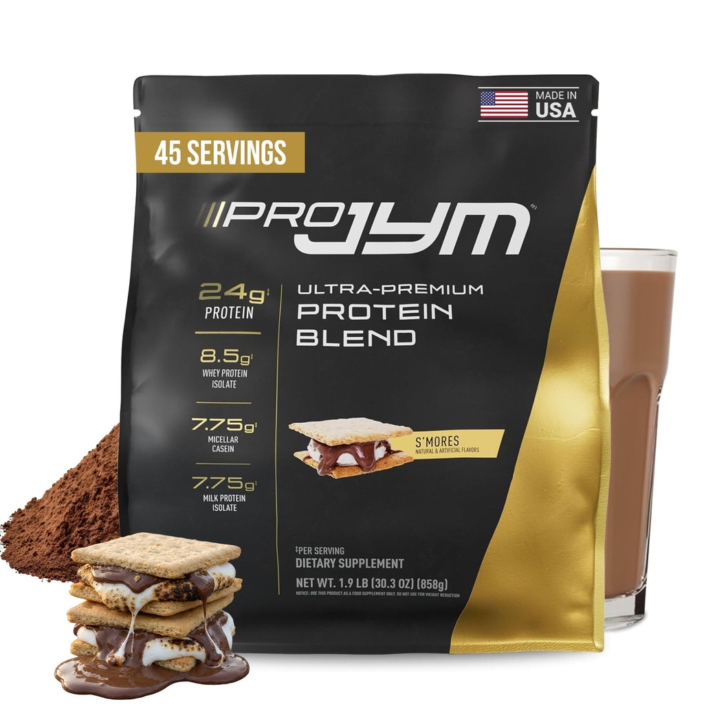 Pro JYM S'Mores Protein Powder - Whey Protein Isolates, Casein, & Milk Protein, 남성 및 여성을위한 Lean Muscle Building, JYM 보충 과학, 45 서빙