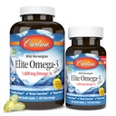 Carlson Labs 엘리트 Omega-3, 1600 mg의 주옥 물고기 기름 연약한 젤, 자연적인 레몬 풍미, 2 팩 (각 120 조사)