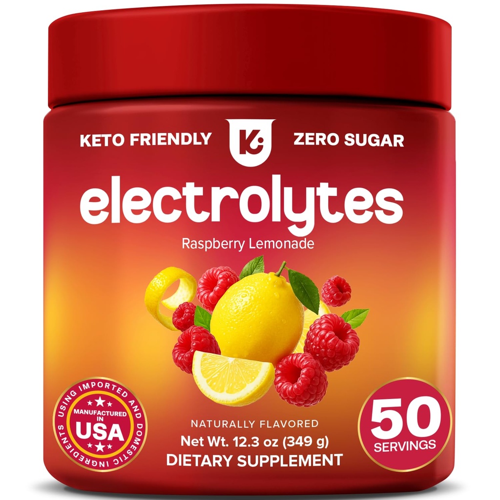 Keppi Electrolytes Powder – 라즈베리 레몬이드 맛 50 서빙 – 마그네슘, 칼륨, 나트륨과 설탕 히스 보충 – 케토, 채식, Fasting-Friendly, Zero Calorie Electrolyte 음료