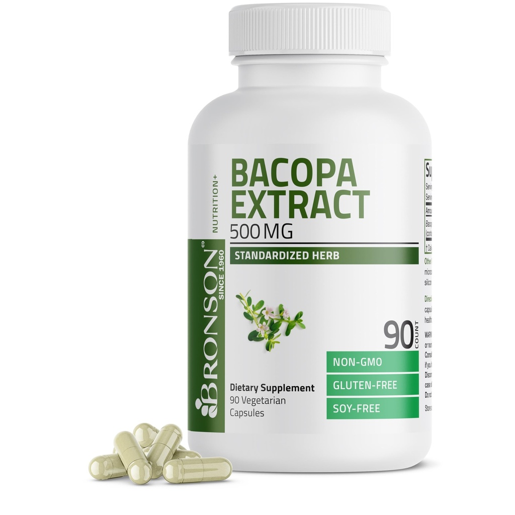 Bronson Bacopa Monnieri 추출물 500 mg - Mental Clarity와 뇌 기능을 촉진 - 비 GMO, 90 채식 캡슐