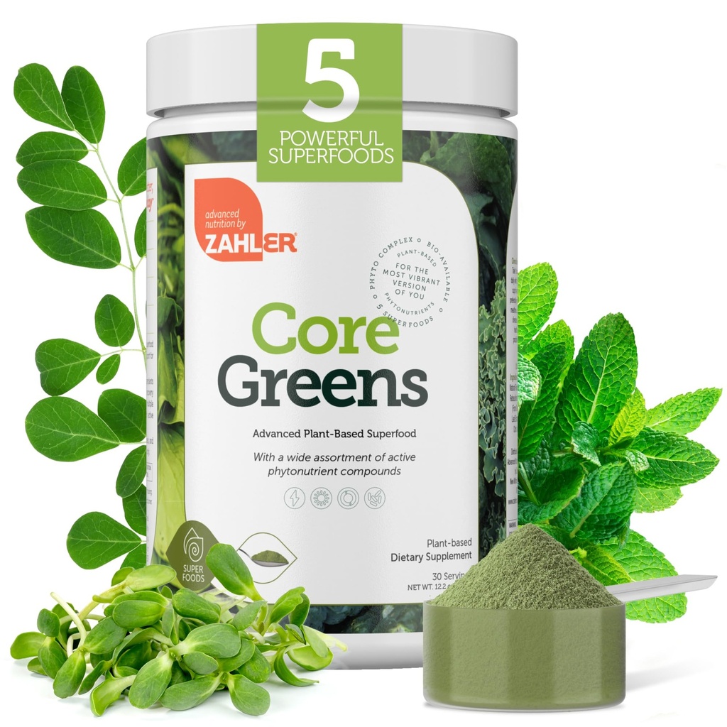Zahler 코어 그린 분말 영양 보충제 - Superfood Powder - 슈퍼 그린 주스 및 스무디 믹스 - Spirulina, Chlorophyll 및 More - Kosher Superfood