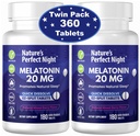 자연의 완벽한 밤 | 멜라토닌 20mg | 180 Quick Dissolve Tablets, 2-Pack | 천연 혼합 베리 맛 | 고 효능 | 설탕 무료 | Vegan | 글루텐 무료 | 2 개