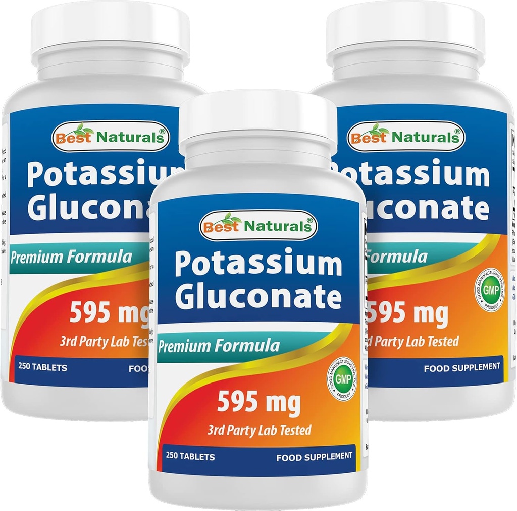 최고의 자연 칼륨 Gluconate 595 mg 250 정제 (250 개)