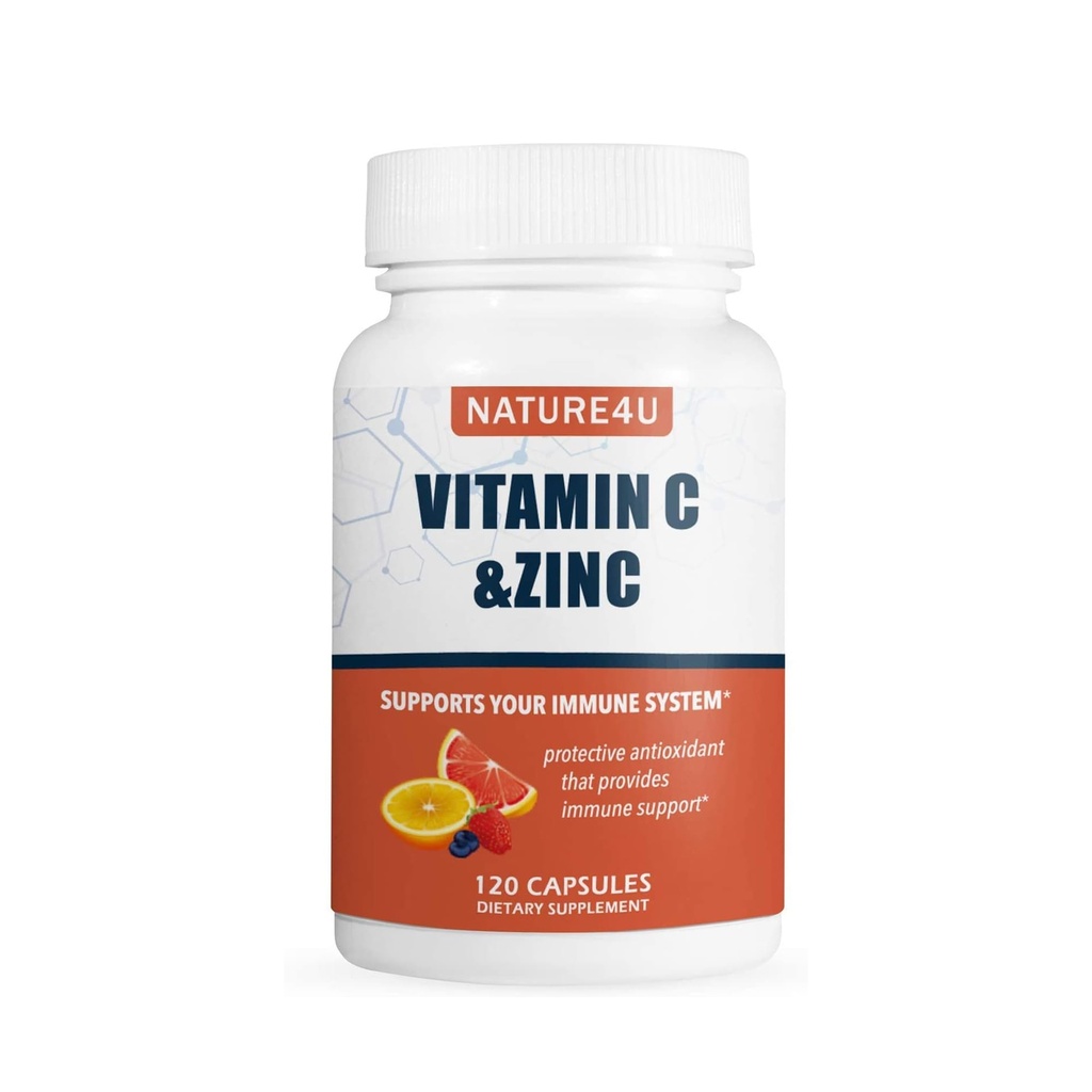 아연을 가진 비타민 C 1000mg, 로즈 Hips 및 Citrus Bioflavonoids, 면역성 지원 보충교재 산화 방지제 보호, 120의 캡슐