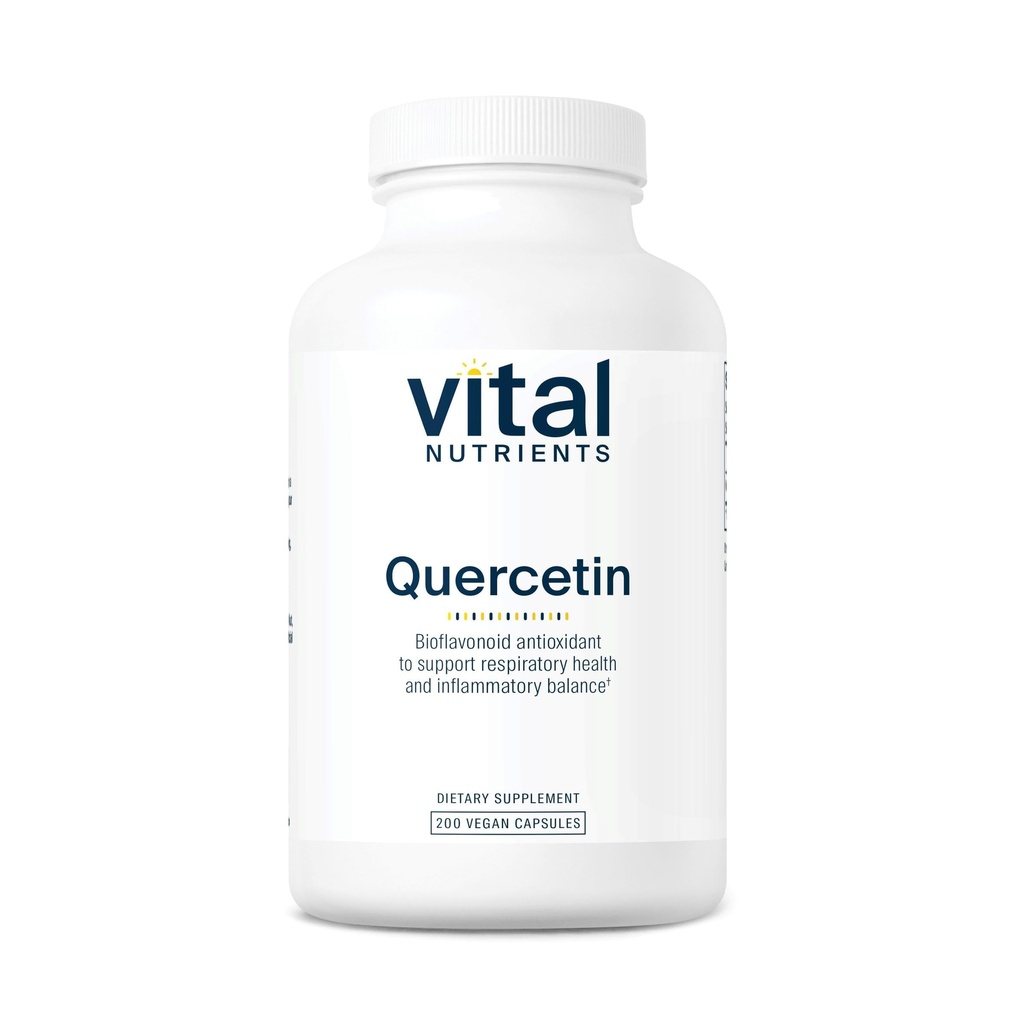 Vital Nutrients Quercetin | 시우스, 호흡, 심장 및 면역 기능 지원을위한 Bioflavonoids와 Vegan Quercetin 보충 | 글루텐, 유제품 무료 | 500mg | 200 캡슐