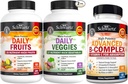 BioSchwartz Daily Fruits and Veggies Supplement for Women and Men (2 개월 공급) 플러스 비타민 B 복합체 비타민 C (2 개월 공급)