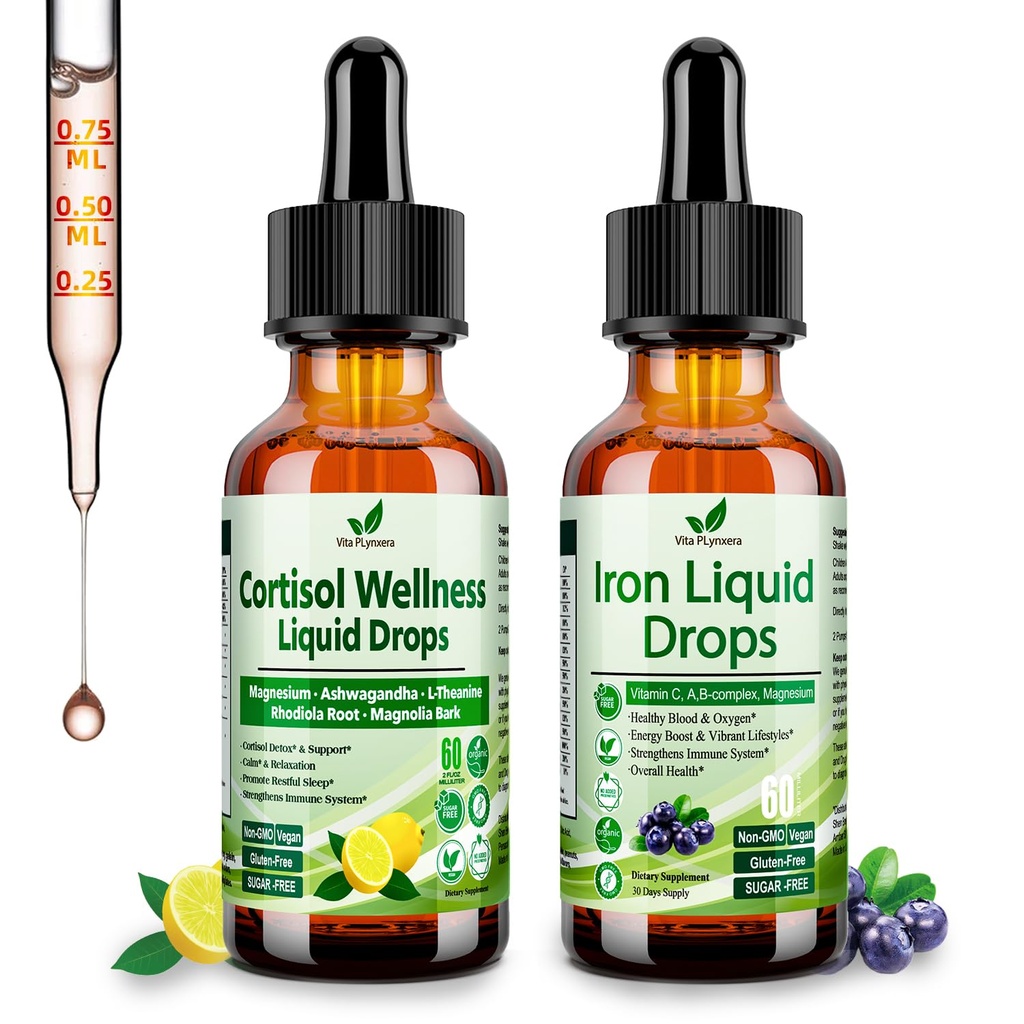 Cortisol Detox + 여자를 위한 철 보충교재, 남자, Vegan, 비 GMO