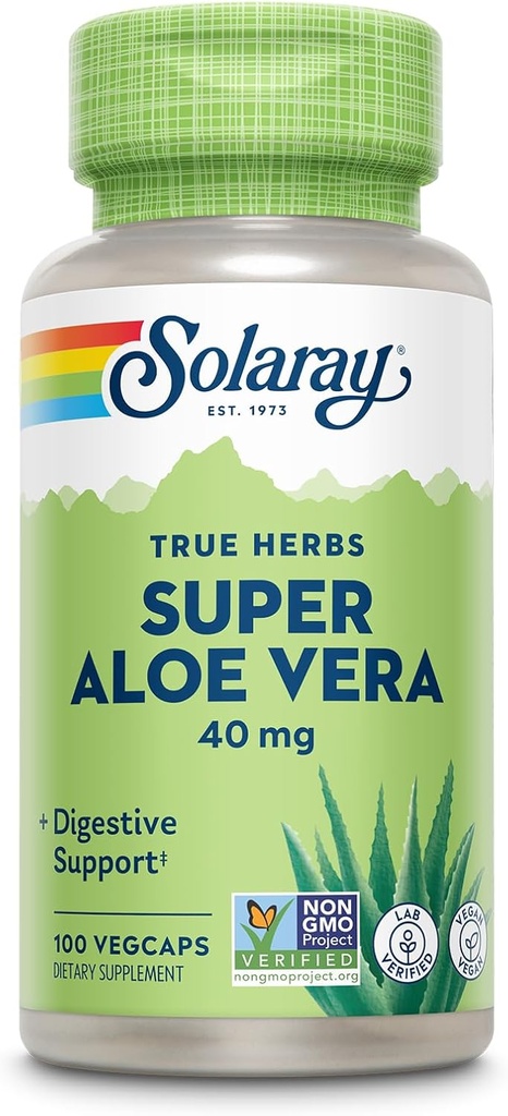 SOLARAY 슈퍼 알로에 베라 젤 8000mg | Naturally Occurring Amino Acid, Vitamins, Minerals, Enzymes & Antioxidants for Healthy Digestion Support | 100 CT
