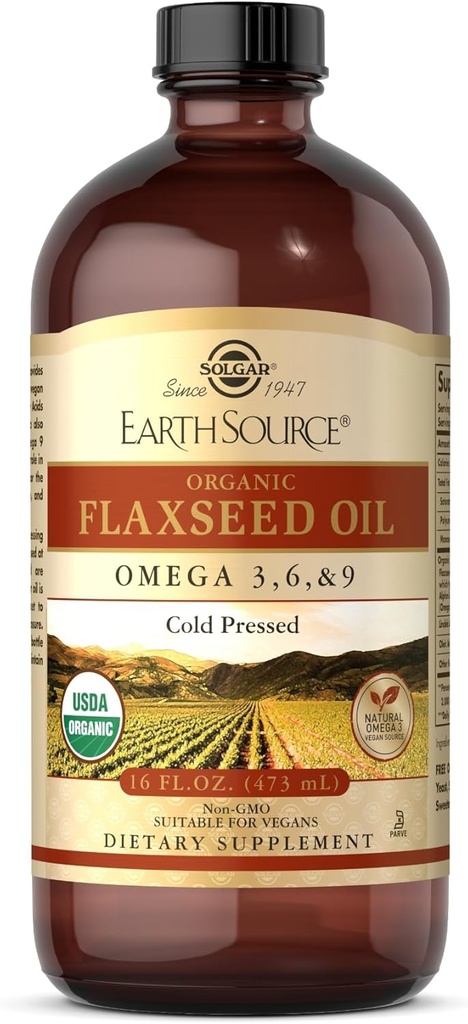 솔가 지구 소스 유기 Flaxseed 기름 - 16 fl oz - 감기는 - 오메가 3, 6 & 9 - USDA 유기, 비 GMO, 글루텐 무료 - 약 31 서빙