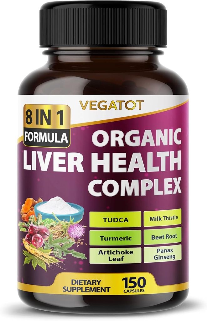 VEGATOT Liver Health Complex Formula ** 미국 Made and Tested ** TUDCA, 우유 이틀, 베트 루트, Artichoke Leaf, Panax Ginseng, Astragalus, Tumeric - Clean & Detox Formula와 높은 효능