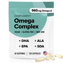 보완 채식 오메가 3 보충 - 960mg 오메가 3 지방산, DHA, EPA, SDA, ALA 보충 - 면역 지원 - 60 서빙, 120 액체 캡슐