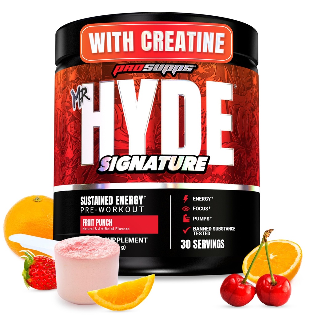 PROSUPPS Mr. Hyde Signature Pre Workout Powder with Creatine, Beta Alanine & Caffeine - Performance, Energy & Endurance - 남성 및 여성용 클렌징 및 체육관 보충제 (Fruit Punch, 30 서빙)